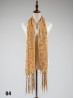 Sequined Flower Mesh Scarf W/ Fringe